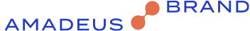 Blue and orange Amadeus Brand logo on white background